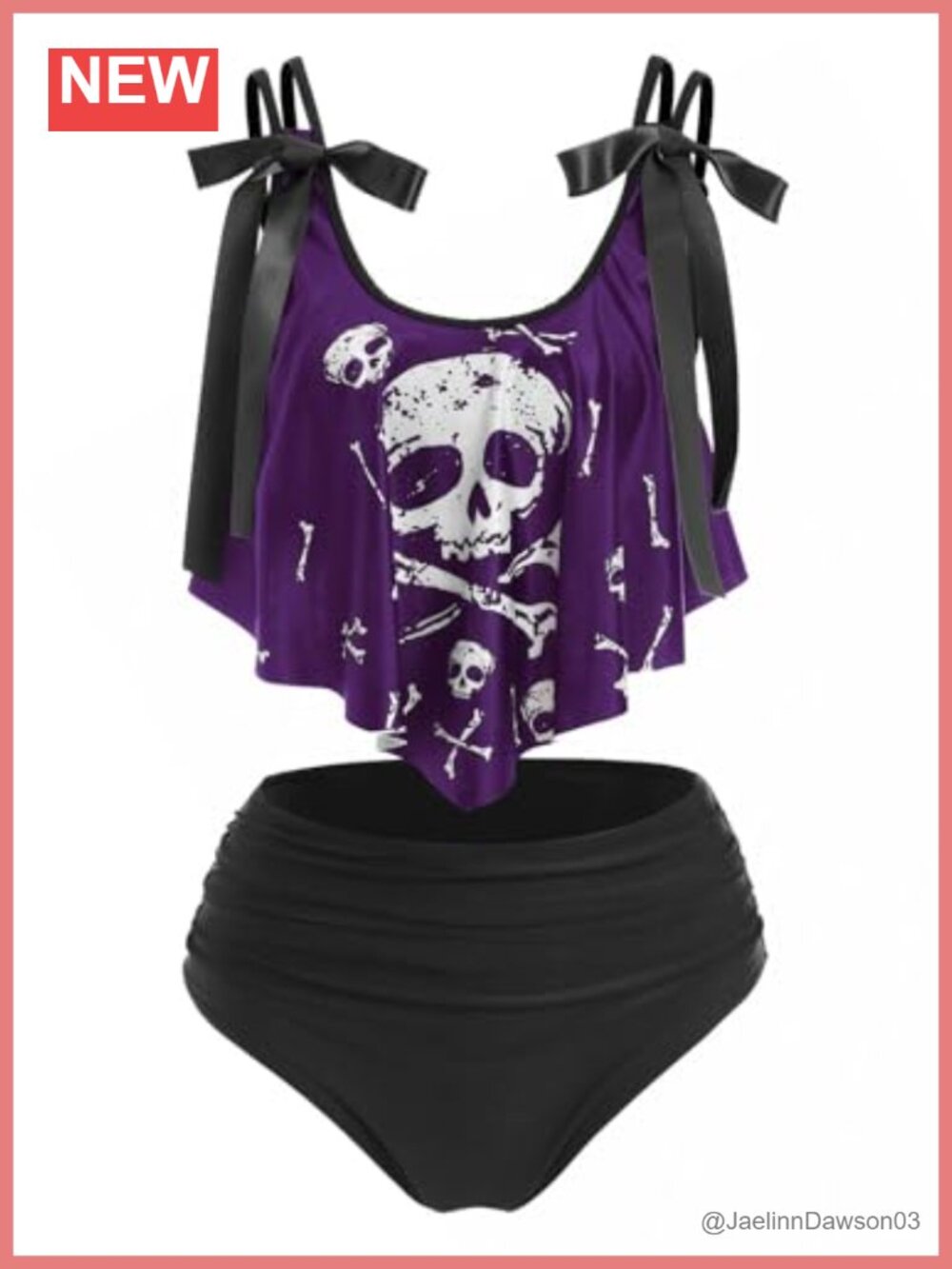 Gothic Skull Tankini Bikini Set High Waisted Ruching Swim